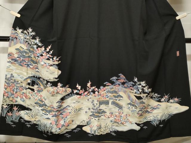 平和屋着物■豪華黒留袖　作家物　御所解文　暈し染め　正絹　逸品　CABF9839ev
