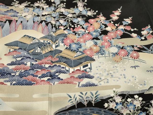 平和屋着物■豪華黒留袖　作家物　御所解文　暈し染め　正絹　逸品　CABF9839ev