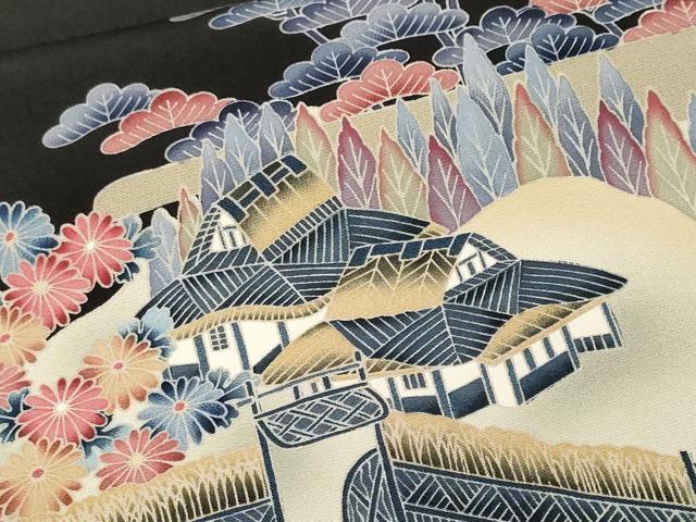 平和屋着物■豪華黒留袖　作家物　御所解文　暈し染め　正絹　逸品　CABF9839ev