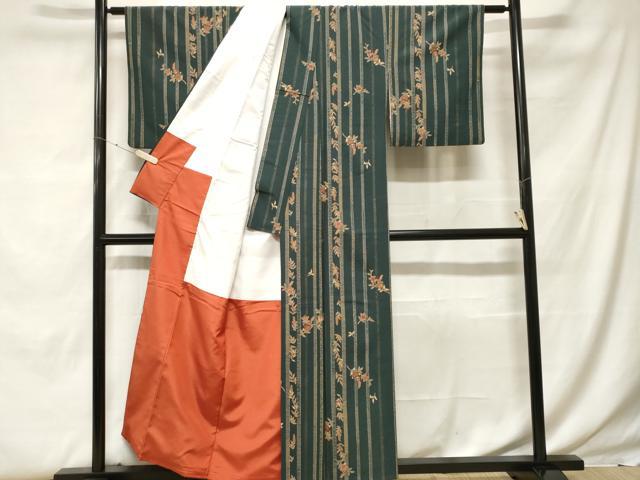 平和屋着物■小紋　竹枝花間道　金彩　洗える着物　CABF9841ev