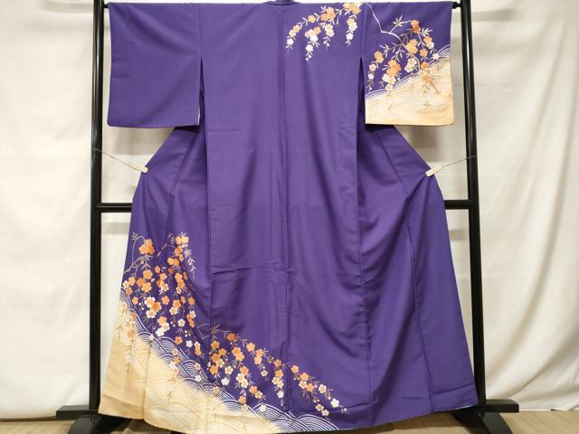 平和屋着物■訪問着　流水枝垂れ桜文　暈し染め　金彩　胴抜き仕立て　洗える着物　CABF9843ev