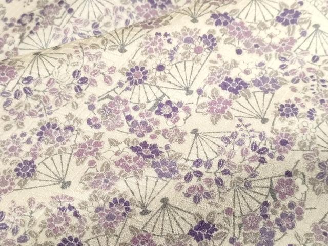 平和屋着物■上質な小紋　扇面花尽くし文　正絹　逸品　CABF9857ev