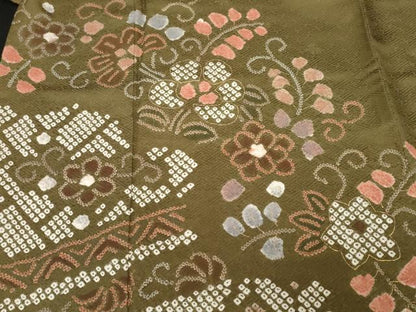 平和屋着物■訪問着　刺繍　絞り　吉祥花唐草文　金彩　正絹　逸品　CABF9858ev