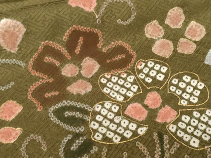 平和屋着物■訪問着　刺繍　絞り　吉祥花唐草文　金彩　正絹　逸品　CABF9858ev