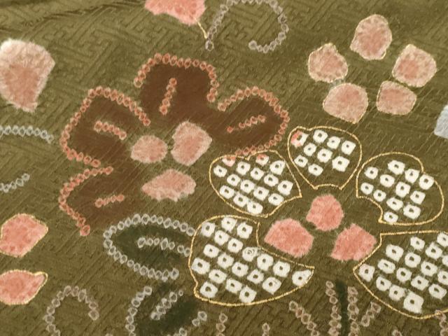 平和屋着物■訪問着　刺繍　絞り　吉祥花唐草文　金彩　正絹　逸品　CABF9858ev