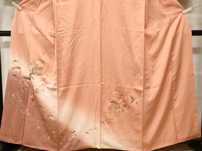 平和屋着物■中国三大刺繍　スワトウ刺繍　訪問着　螺鈿　蔦の葉草花文　暈し染め　金銀彩　鈴乃屋扱い　正絹　逸品　CABF9864ev