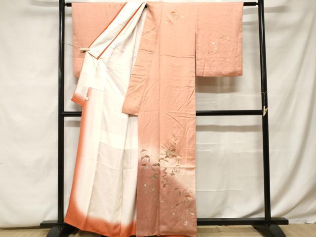平和屋着物■中国三大刺繍　スワトウ刺繍　訪問着　螺鈿　蔦の葉草花文　暈し染め　金銀彩　鈴乃屋扱い　正絹　逸品　CABF9864ev