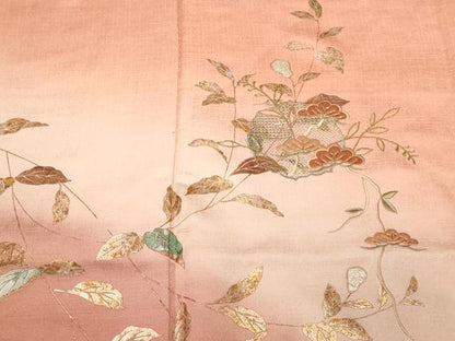 平和屋着物■中国三大刺繍　スワトウ刺繍　訪問着　螺鈿　蔦の葉草花文　暈し染め　金銀彩　鈴乃屋扱い　正絹　逸品　CABF9864ev