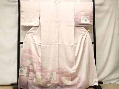 平和屋着物■訪問着　手描き　色紙人物風景文　正絹　逸品　CABF9866ev