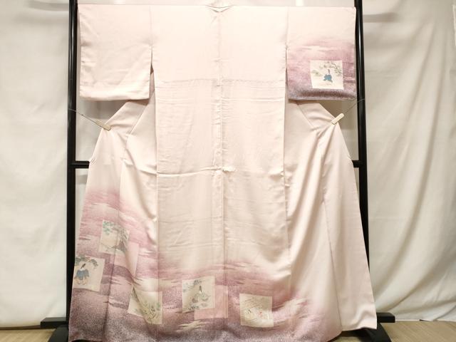 平和屋着物■訪問着　手描き　色紙人物風景文　正絹　逸品　CABF9866ev
