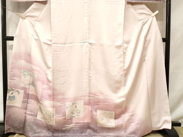 平和屋着物■訪問着　手描き　色紙人物風景文　正絹　逸品　CABF9866ev