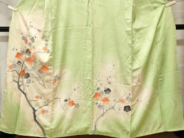 平和屋着物■訪問着　総刺繍　駒刺繍　枝梅文　暈し染め　金銀糸　正絹　逸品　CABF9869ev