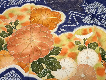 平和屋着物■訪問着 駒刺繍 絞り 雲取り花文 正絹 逸品 CABF9870ev