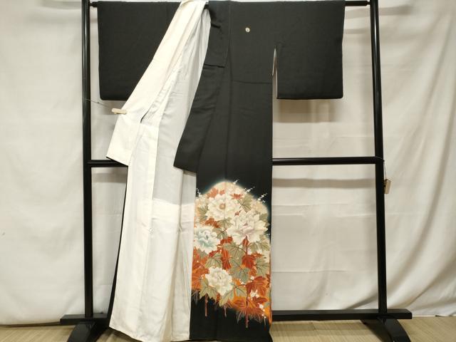 平和屋着物■豪華黒留袖　枝花文　暈し染め　金彩　正絹　逸品　CABF9875ev
