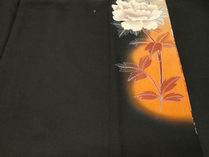 平和屋着物■豪華黒留袖　枝花文　暈し染め　金彩　正絹　逸品　CABF9875ev