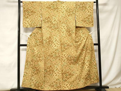 平和屋着物■小紋 型染め 切嵌梅芝草花文 洗える着物 CABF9887ev