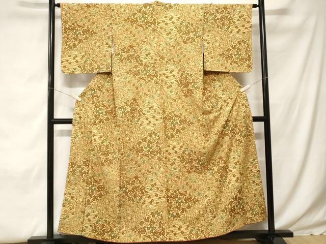 平和屋着物■小紋 型染め 切嵌梅芝草花文 洗える着物 CABF9887ev