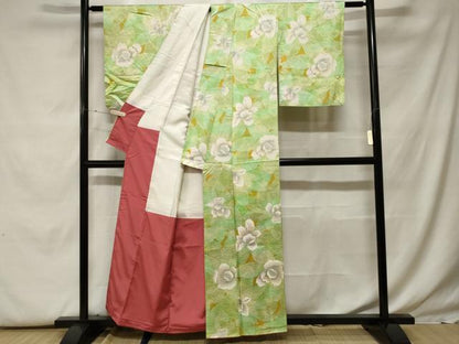 平和屋着物■小紋 草花文 暈し染め 金彩 洗える着物 CABF9898ev