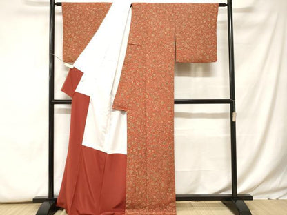 平和屋着物■小紋　更紗枝花文　洗える着物　CABF9904ev