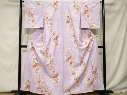 平和屋着物■小紋 草花文 洗える着物 CABF9909ev