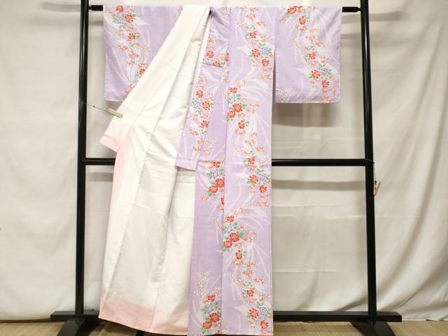 平和屋着物■小紋 草花文 洗える着物 CABF9909ev