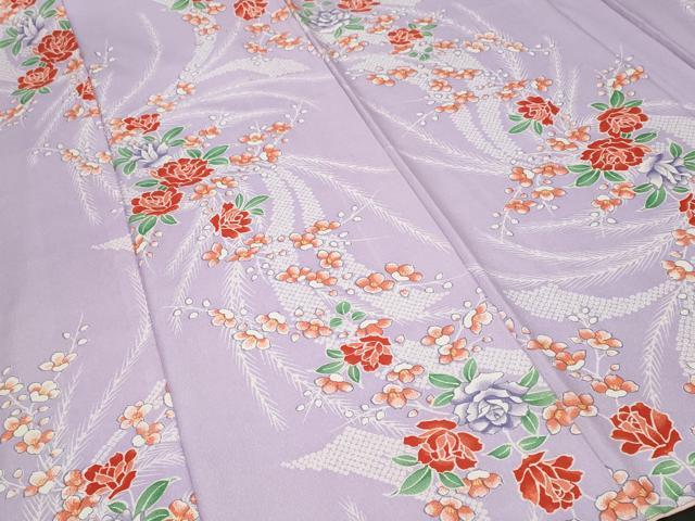 平和屋着物■小紋 草花文 洗える着物 CABF9909ev