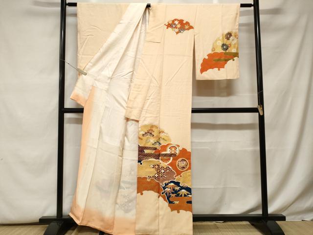 平和屋着物■訪問着 駒刺繍 雪輪重ね松竹吉祥文 金彩 正絹 逸品 CABF9916ev
