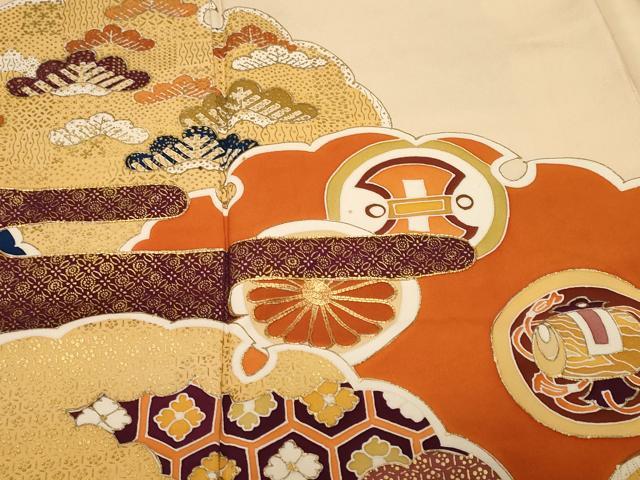 平和屋着物■訪問着 駒刺繍 雪輪重ね松竹吉祥文 金彩 正絹 逸品 CABF9916ev