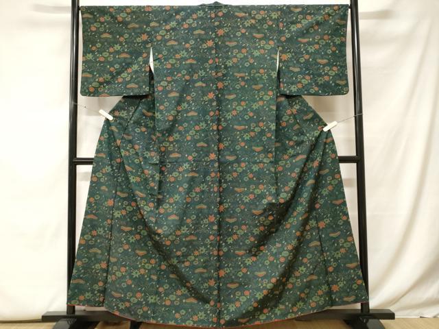 平和屋着物■上質な紬 松竹梅花文 正絹 逸品 CABF9918ev