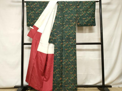 平和屋着物■上質な紬 松竹梅花文 正絹 逸品 CABF9918ev