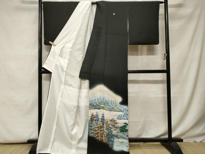 平和屋着物■豪華黒留袖 遠山風景文 暈し染め 正絹 逸品 CABF9919ev