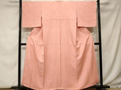 平和屋着物■上質な色無地 流水草花地紋 一斤染色 正絹 逸品 CABF9924ev