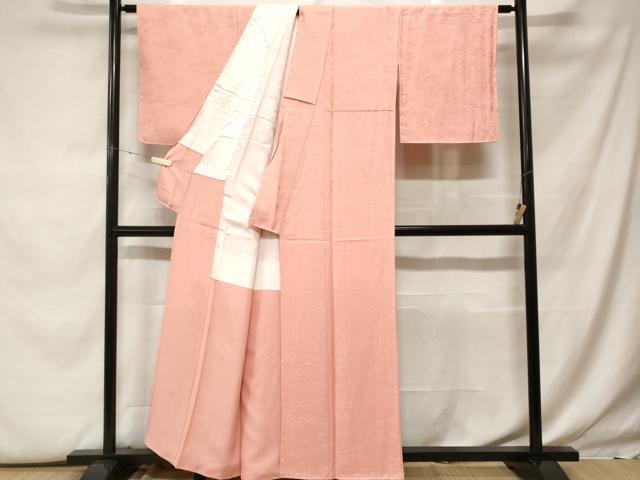 平和屋着物■上質な色無地 流水草花地紋 一斤染色 正絹 逸品 CABF9924ev