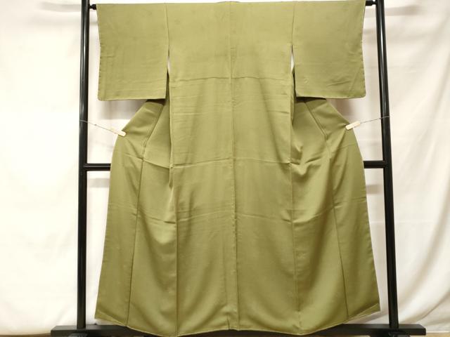 平和屋着物■上質な色無地 舞花地紋 根岸色 正絹 逸品 CABF9928ev