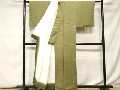 平和屋着物■上質な色無地 舞花地紋 根岸色 正絹 逸品 CABF9928ev