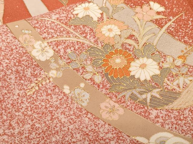 平和屋着物■訪問着 鬘帯花車文 たたき染め 金彩 正絹 逸品 CABF9932ev