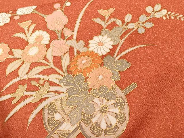 平和屋着物■訪問着 鬘帯花車文 たたき染め 金彩 正絹 逸品 CABF9932ev