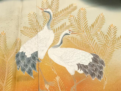 平和屋着物■豪華黒留袖 作家物 群鶴松葉枝梅文 暈し染め 金彩 正絹 逸品 CABF9936ev