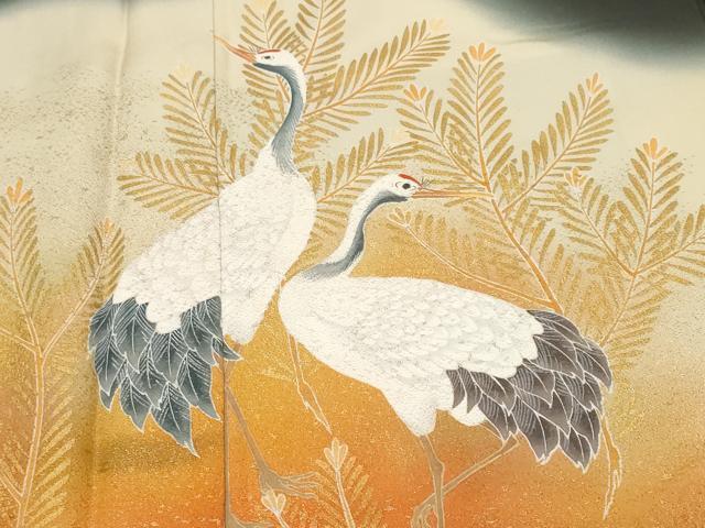 平和屋着物■豪華黒留袖 作家物 群鶴松葉枝梅文 暈し染め 金彩 正絹 逸品 CABF9936ev