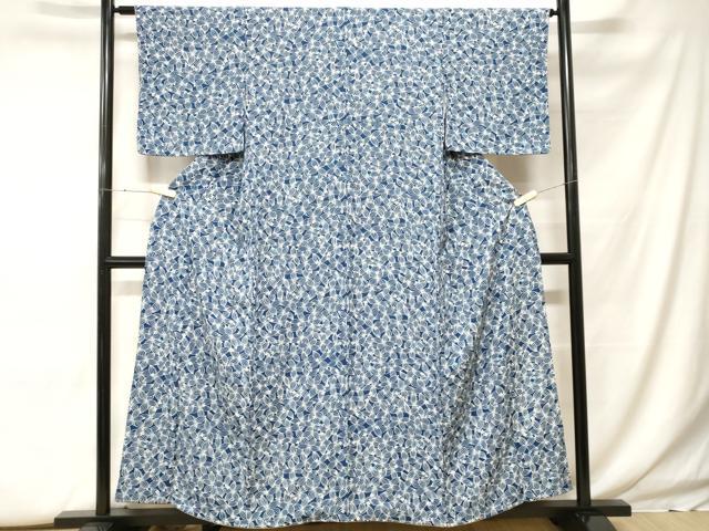 平和屋着物■上質な小紋　型染め　草花文　正絹　逸品　CABF9938ev