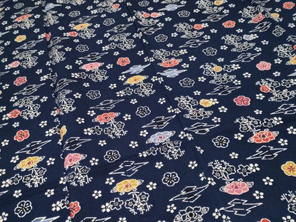 平和屋着物■上質な小紋　型染め　梅花文　鬼しぼ縮緬　正絹　逸品　CABF9940ev