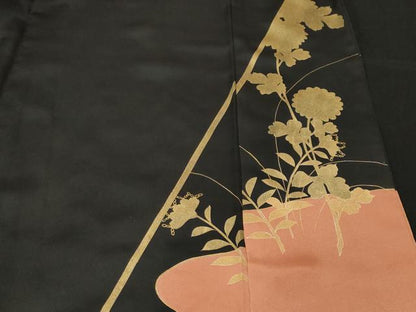 平和屋着物■豪華黒留袖 笹竹草花文 金彩 正絹 逸品 CABF9941ev