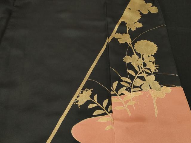 平和屋着物■豪華黒留袖 笹竹草花文 金彩 正絹 逸品 CABF9941ev