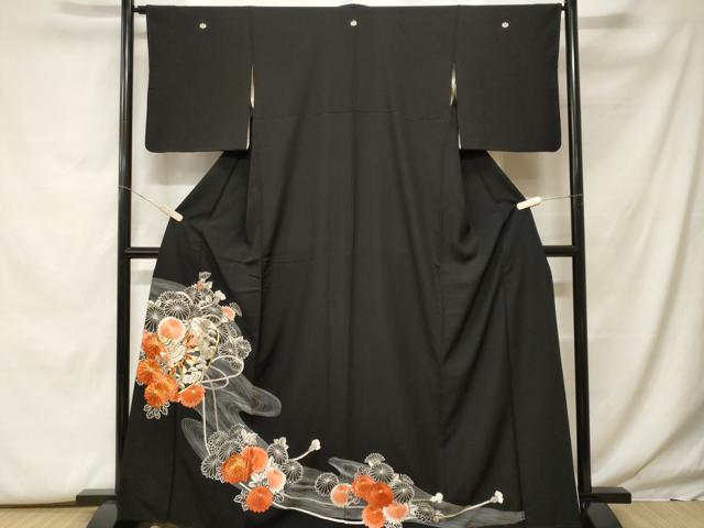 平和屋着物■豪華黒留袖 源氏車流水花文 正絹 逸品 CABF9943ev