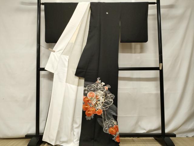 平和屋着物■豪華黒留袖 源氏車流水花文 正絹 逸品 CABF9943ev