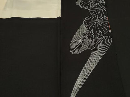 平和屋着物■豪華黒留袖 源氏車流水花文 正絹 逸品 CABF9943ev