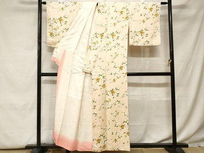 平和屋着物■上質な小紋 枝花文 正絹 逸品 CABF9944ev