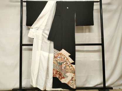平和屋着物■豪華黒留袖 駒刺繍 辻が花 金彩 正絹 逸品 CABF9945ev