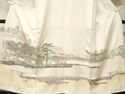 平和屋着物■豪華色留袖　寿光織　風景文　金糸　正絹　逸品　CABF9946ev