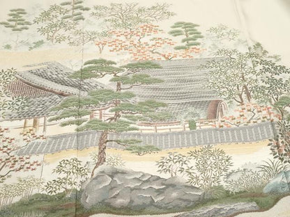 平和屋着物■豪華色留袖　寿光織　風景文　金糸　正絹　逸品　CABF9946ev